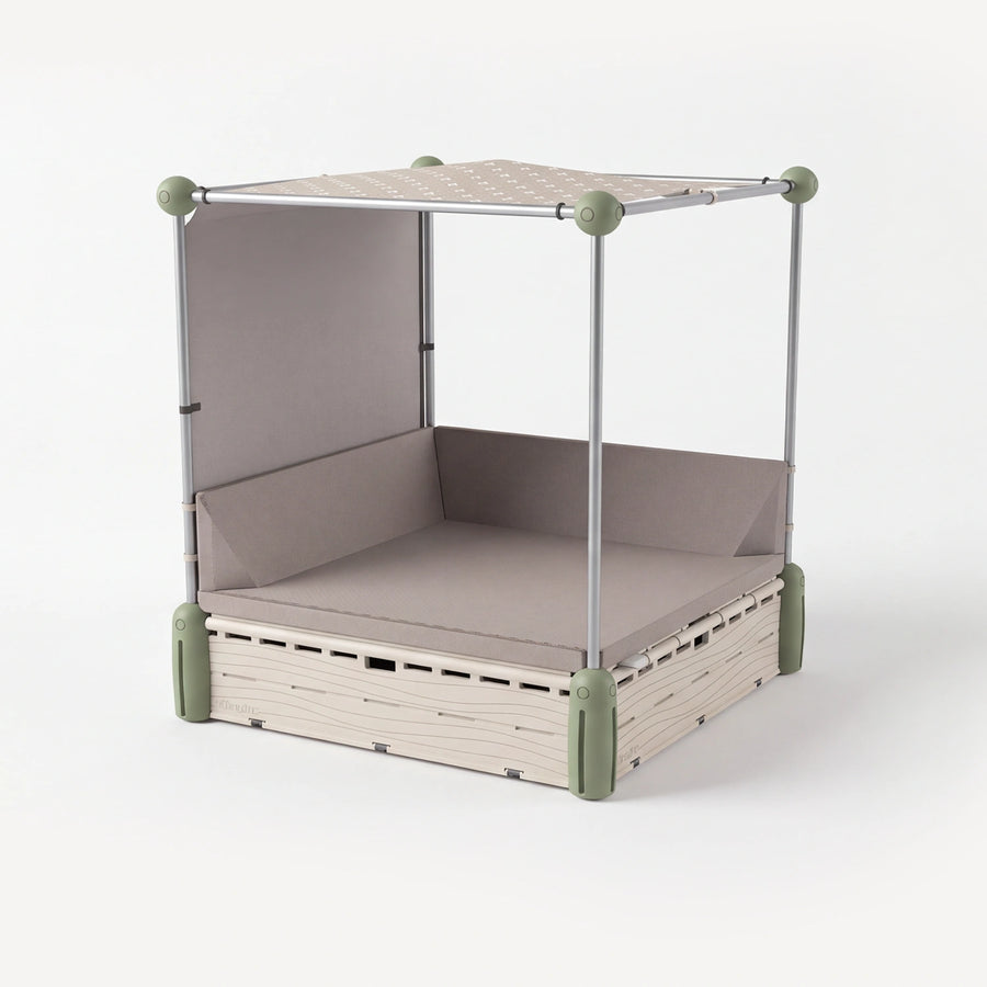 One Play Module frame with its shade roof and wall panel