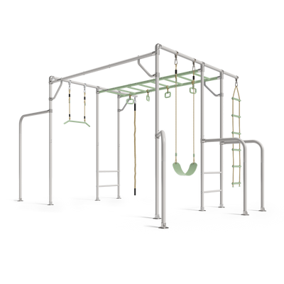 The Large in green with monkey bars, swing, trapeze, jungle rope and rope ladder
