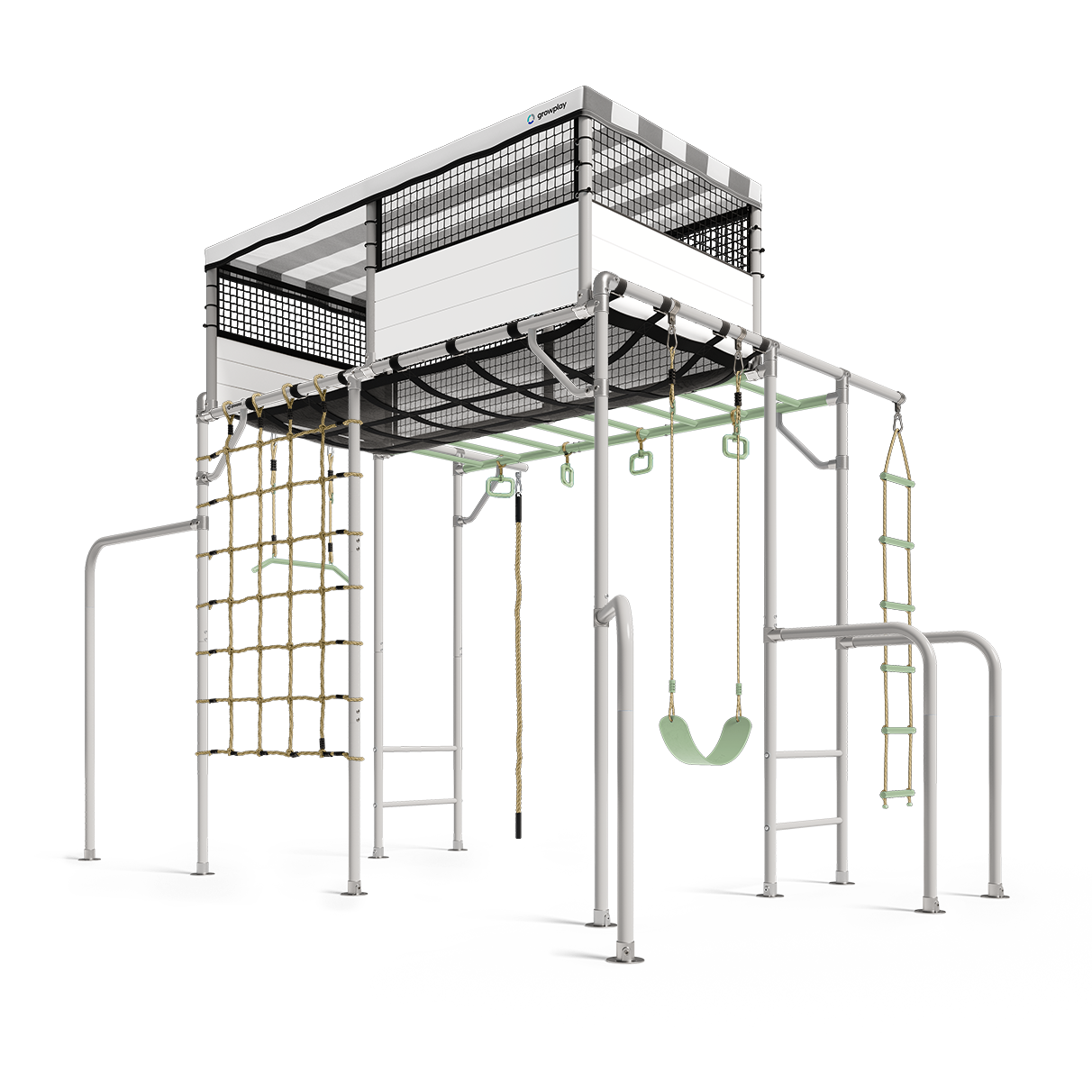 Large Cubby House Growplay Monkey Bars Green