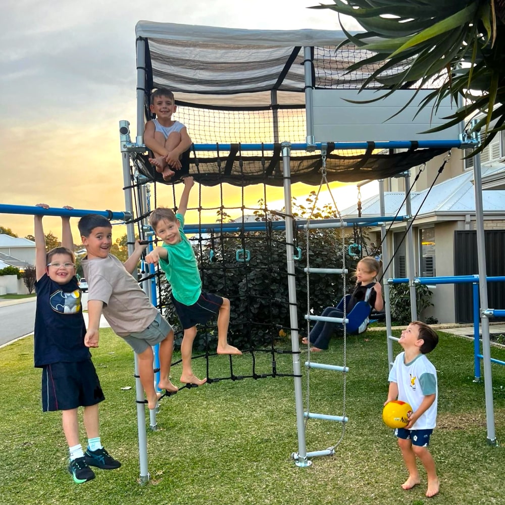 Family enjoying time together on our monkey bars