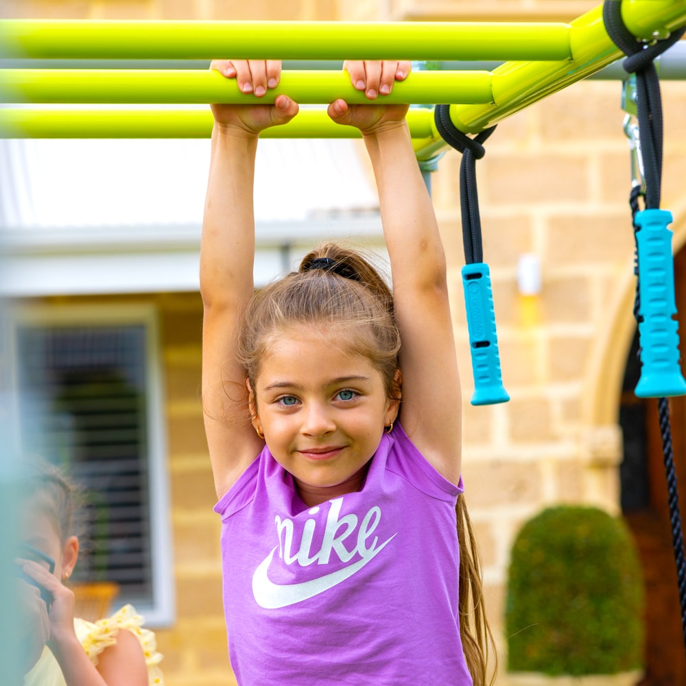 Monkey bars with children playing